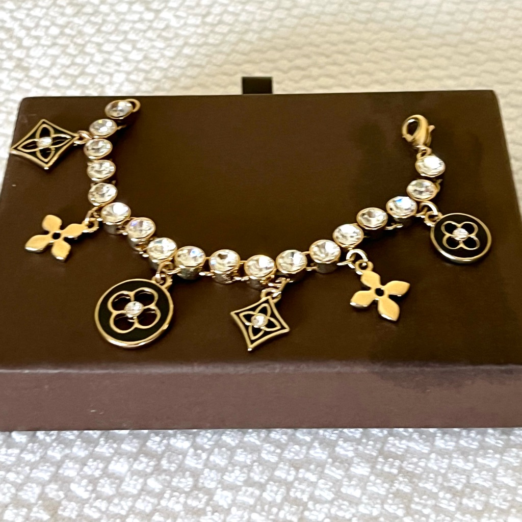 Louis Vuitton Gold Tone Crystal Bracelet
